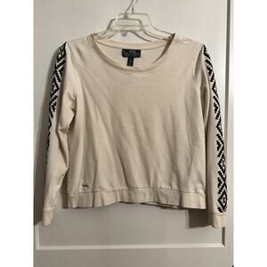 Lauren Ralph Lauren Active Cream Sweatshirt Sz XL Aztec Black Accents Old Money